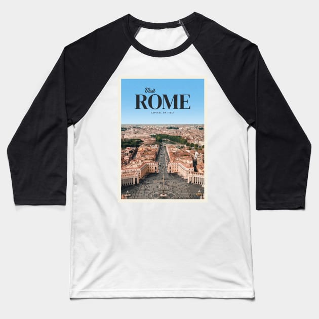 Visit Rome Baseball T-Shirt by Mercury Club